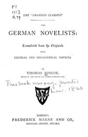 The German novelists by Thomas Roscoe