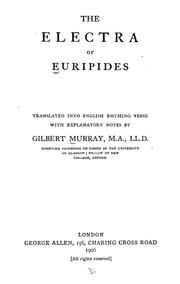 Cover of: The  Electra of Euripides by Euripides