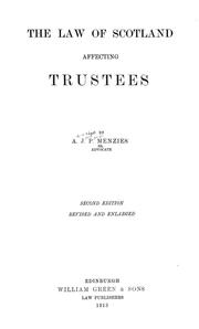 Cover of: The law of Scotland affecting trustees by A. J. P. Menzies