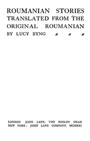 Roumanian stories by Lucy Margaret (Greenly) Schomberg Byng