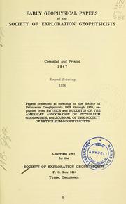 Cover of: Early geophysical papers of the Society of Exploration Geophysicists.