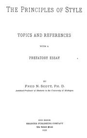 Cover of: The principles of style: topics and references with a prefatory essay