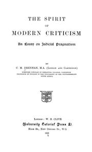 Cover of: The spirit of modern criticism: an essay on judicial pragmatism