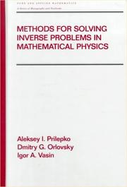 Cover of: Methods for solving inverse problems in mathematical physics