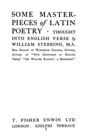 Cover of: Some masterpieces of Latin poetry