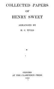 Cover of: Collected papers of Henry Sweet