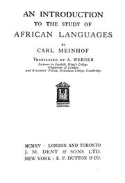 Cover of: An introduction to the study of African languages