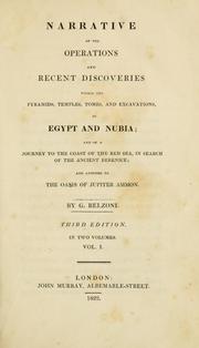 Cover of: Narrative of the operations and recent discoveries within the pyramids, temples, tombs, and excavations, in Egypt and Nubia by Giovanni Battista Belzoni