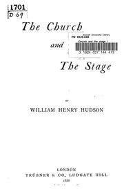 Cover of: The church and the stage by William Henry Hudson