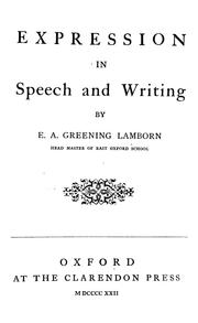 Cover of: Expression in speech and writing