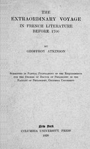 Cover of: The extraordinary voyage in French literature before 1700 by Geoffroy Atkinson