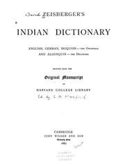Cover of: Zeisberger's Indian dictionary by David Zeisberger