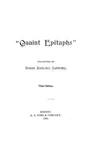 Cover of: "Quaint Epitaphs" by Susan Darling Safford