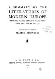 Cover of: summary of the literatures of modern Europe: (England, France, Germany, Italy, Spain) from the origins to 1400