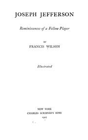 Cover of: Joseph Jefferson: reminiscences of a fellow player