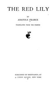 The red lily by Anatole France