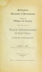 Cover of: Palatal diphthongization of stem vowels in the Old English dialects