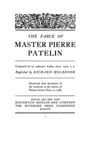 Cover of: The farce of Master Pierre Patelin
