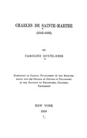 Cover of: Charles de Sainte-Marthe (1512-1555) by Caroline Ruutz-Rees