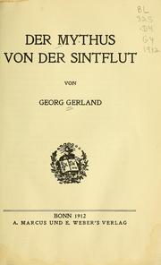 Cover of: Der Mythus von der Sintflut.