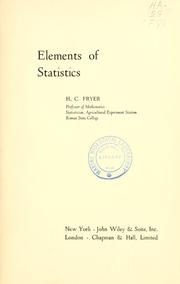 Cover of: Elements of statistics. | Holly Claire Fryer