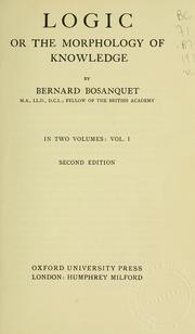 Cover of: Logic by Bernard Bosanquet