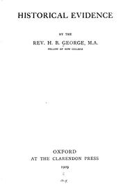 Cover of: Historical evidence