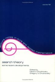 Cover of: Search theory: some recent developments