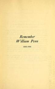 Cover of: Remember William Penn, 1644-1944. | 