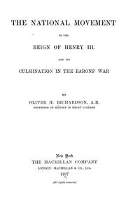Cover of: The national movement in the reign of Henry III: and its culmination in the barons' war.