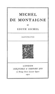 Cover of: Michel de Montaigne. by Edith Helen Sichel