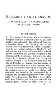 Cover of: Elizabeth & Henry IV: being a short study in Anglo-French relations, 1589-1603. (Arnold prize essay, 1914)