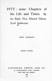 Cover of: Pitt by Ashbourne, Edward Gibson 1st Baron