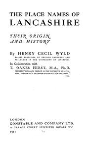 Cover of: The place names of Lancashire by Henry Cecil Kennedy Wyld
