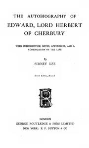 Cover of: An autobiography of Edward, Lord Herbert of Cherbury