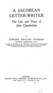 Cover of: A Jacobean letter-writer: the life and times of John Chamberlain | Chamberlain, John