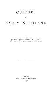 Cover of: Culture in early Scotland.