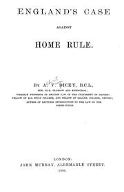 Cover of: England's case against home rule.