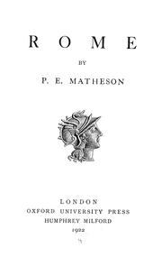 Cover of: The growth of Rome by P. E. Matheson