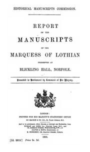 Cover of: Report on the manuscripts of the Marquess of Lothian | Great Britain. Royal Commission on Historical Manuscripts