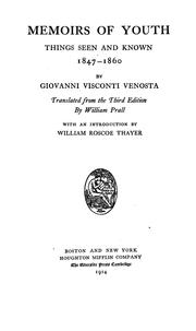 Cover of: Memoirs of youth: things seen and known 1847-1860