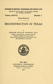 Cover of: Reconstruction in Texas