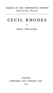 Cecil Rhodes by Basil Williams