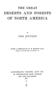 Cover of: The great deserts and forests of North America by Paul Fountain