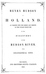 Cover of: Henry Hudson in Holland. by Murphy, Henry Cruse
