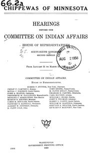 Cover of: Chippewas of Minnesota.: Hearings ... Sixty-sixth Congress, second session.