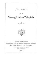 Cover of: Journal of a young lady of Virginia: 1782.