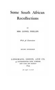 Cover of: Some South African recollections by Florence Ortlepp Phillips