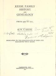 Cover of: Keese family history and genealogy: from 1690 to 1911.