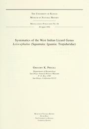 Systematics of the West Indian lizard genus Leiocephalus (Squamata:Iguania:Tropiduridae) by Gregory K. Pregill